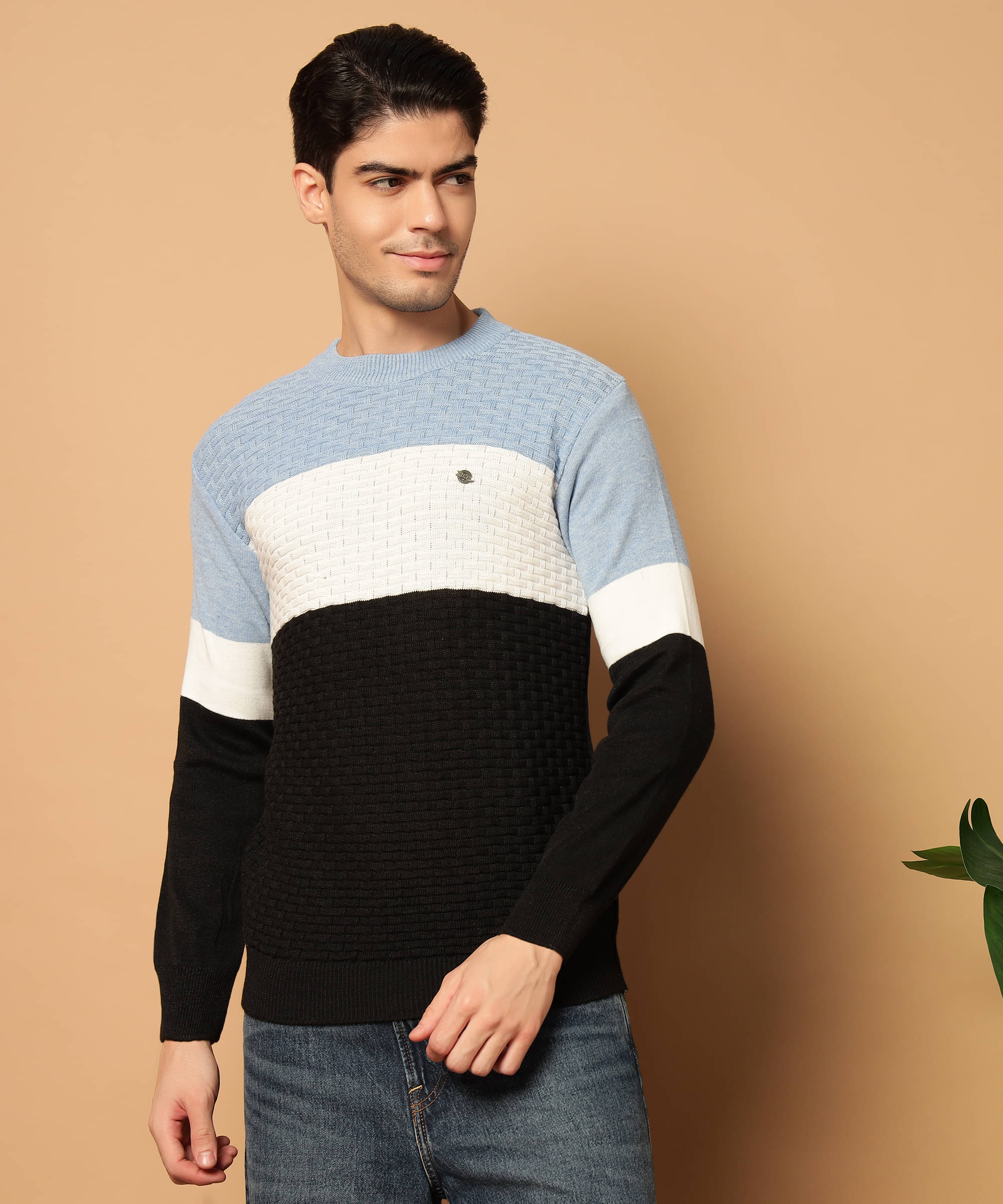     			HELL BOUND Woollen Round Neck Men's Full Sleeves Pullover Sweater - Light Blue ( Pack of 1 )