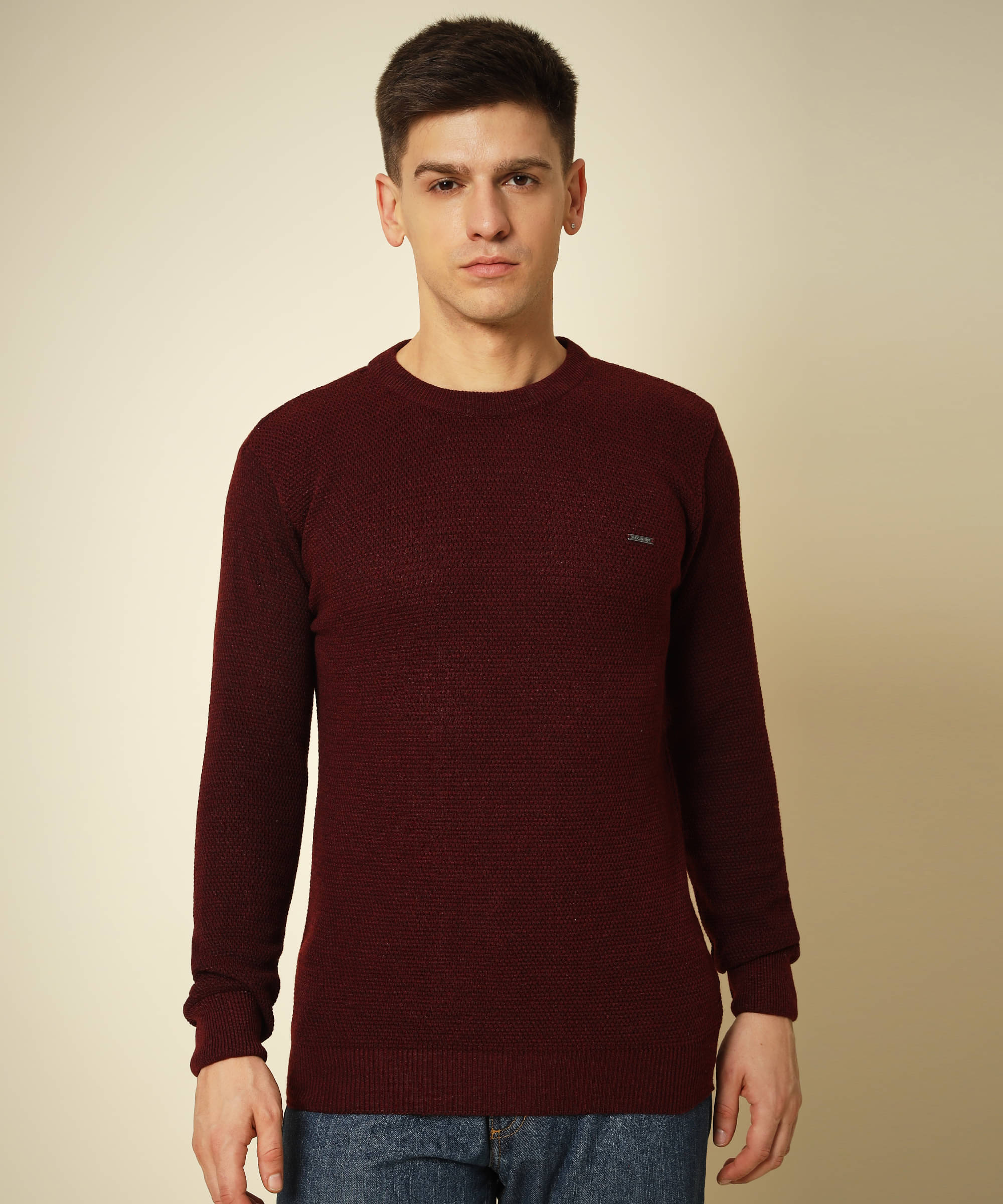     			HELL BOUND Woollen Round Neck Men's Full Sleeves Pullover Sweater - Maroon ( Pack of 1 )