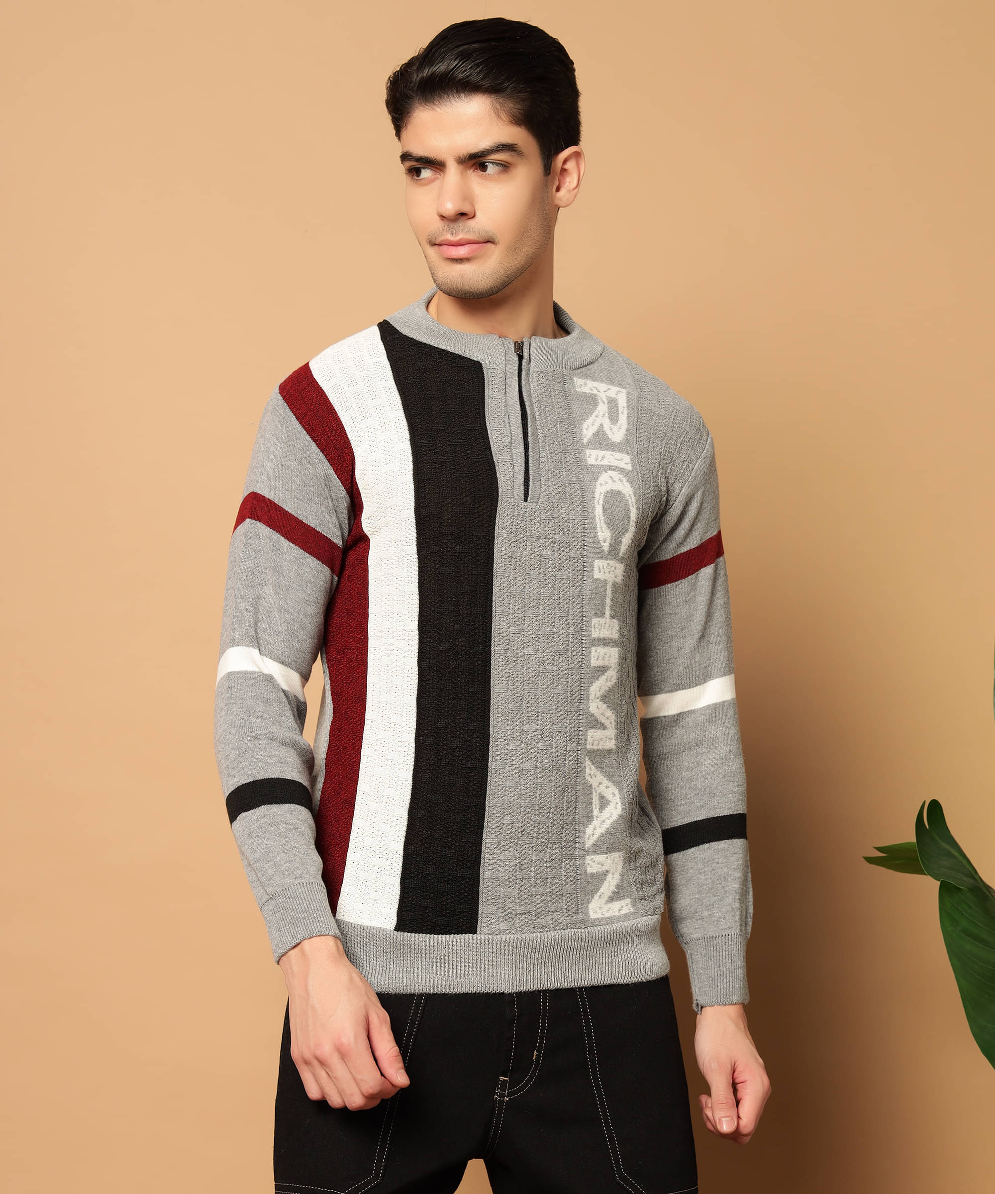 HELL BOUND Woollen Round Neck Men's Full Sleeves Pullover Sweater - Grey ( Pack of 1 ) HELL BOUND Woollen Round Neck Men's Full Sleeves Pullover Sweater - Grey ( Pack of 1 )