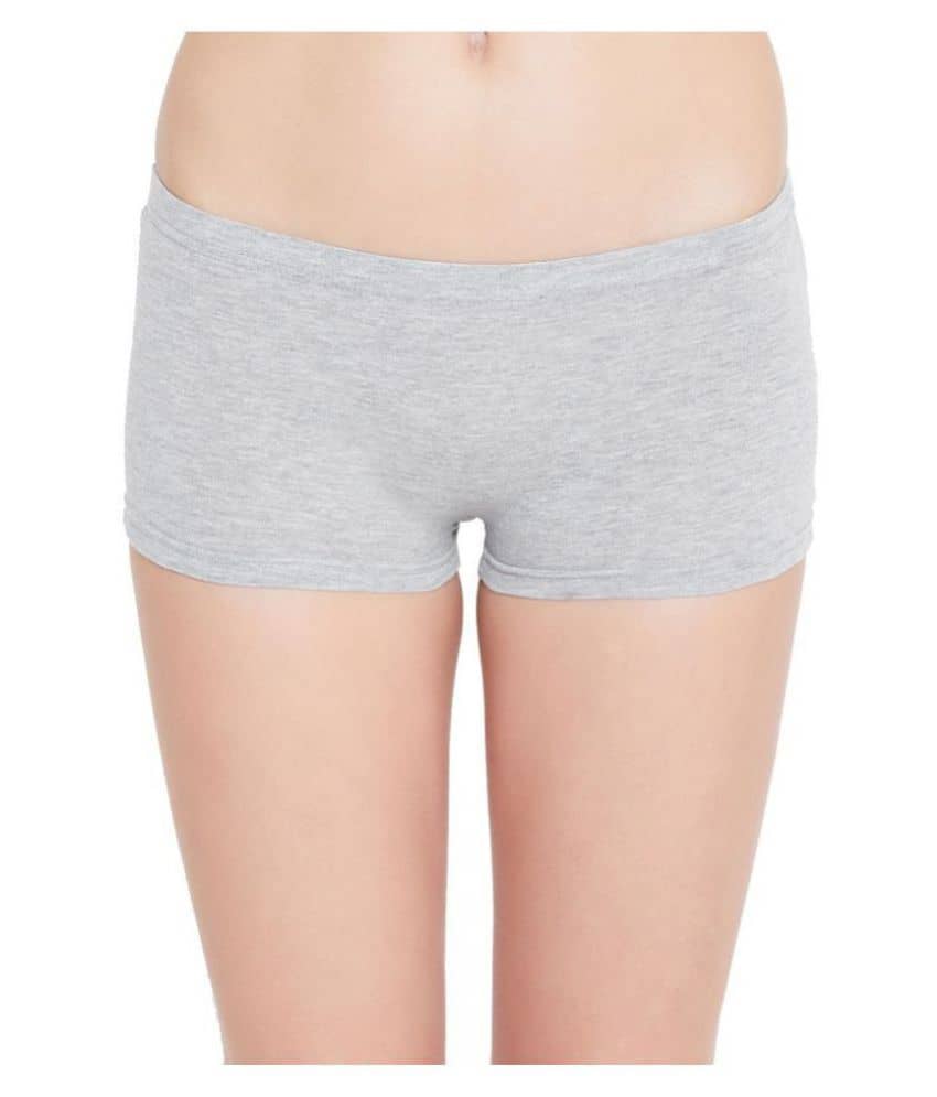 Leading Lady Cotton Solid Women's Boy Shorts ( Grey )
