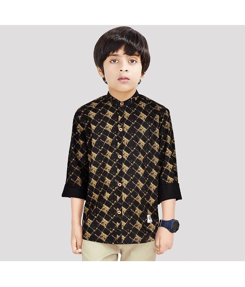 Made In The Shade Pack of 1 Boys 100% Cotton Full Sleeves Shirt ( Black )