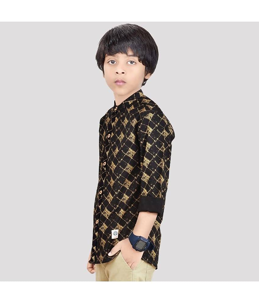 Made In The Shade Pack of 1 Boys 100% Cotton Full Sleeves Shirt ( Black )