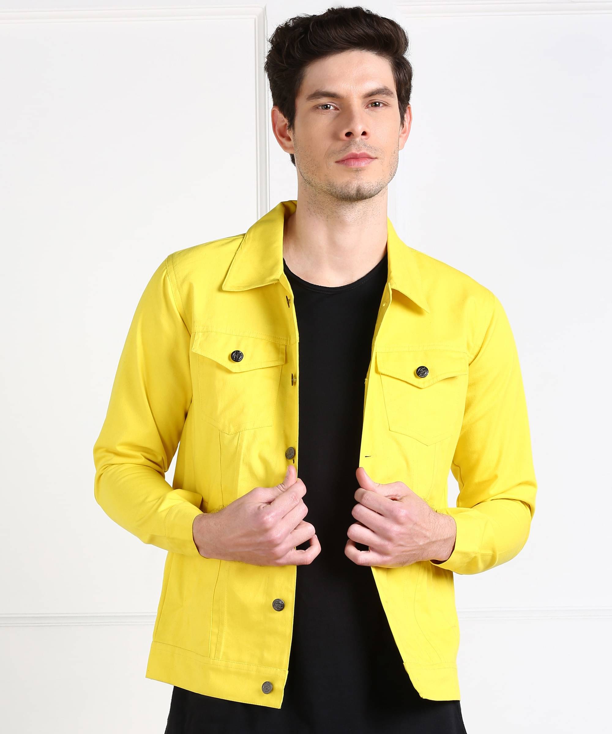 Montrez Cotton Blend Men's Casual Jacket - Yellow ( Pack of 1 ) Montrez Cotton Blend Men's Casual Jacket - Yellow ( Pack of 1 )