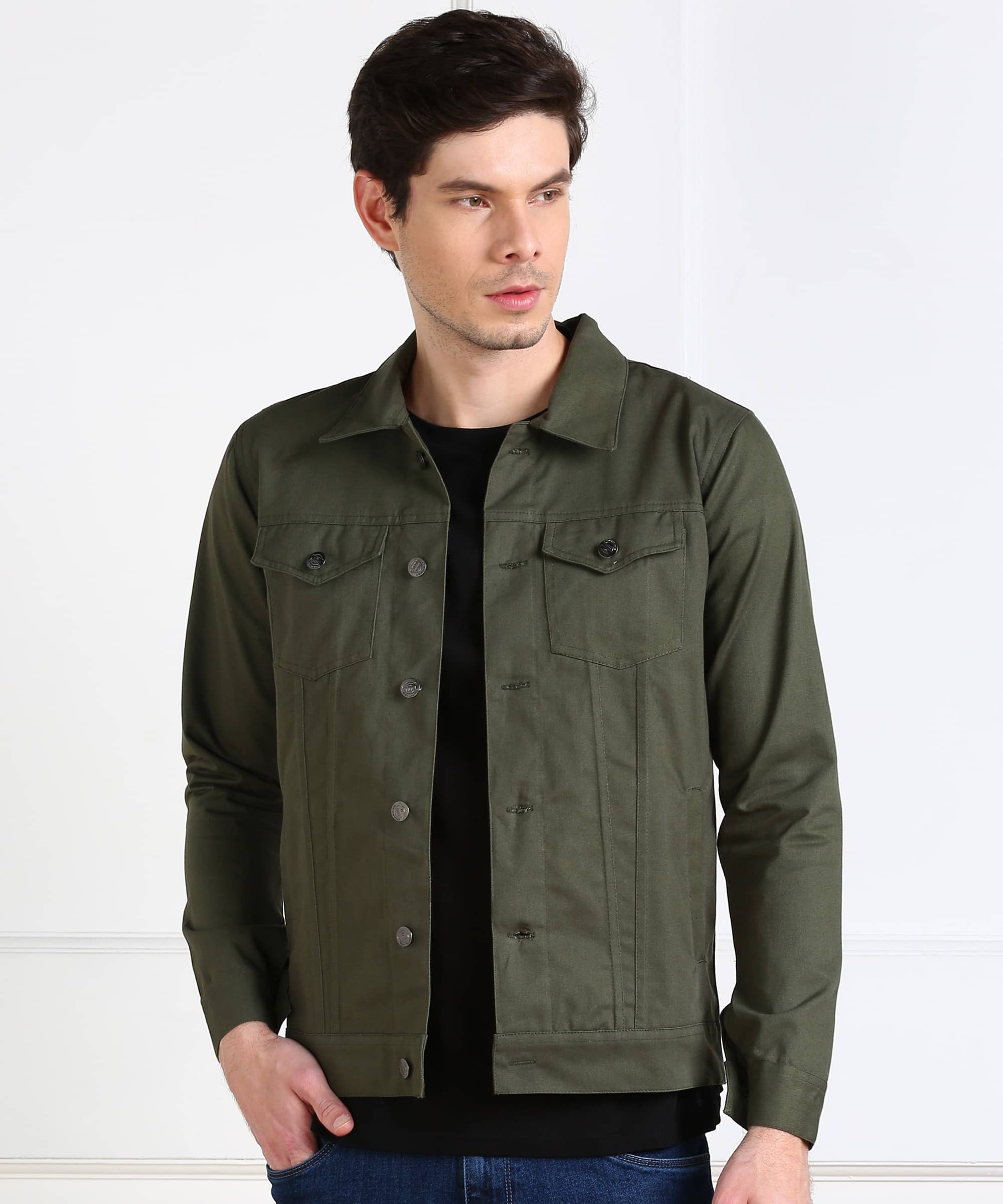 Montrez Cotton Blend Men's Casual Jacket - Olive ( Pack of 1 ) - Jackets & Coats | Buy online on ZillyBuy