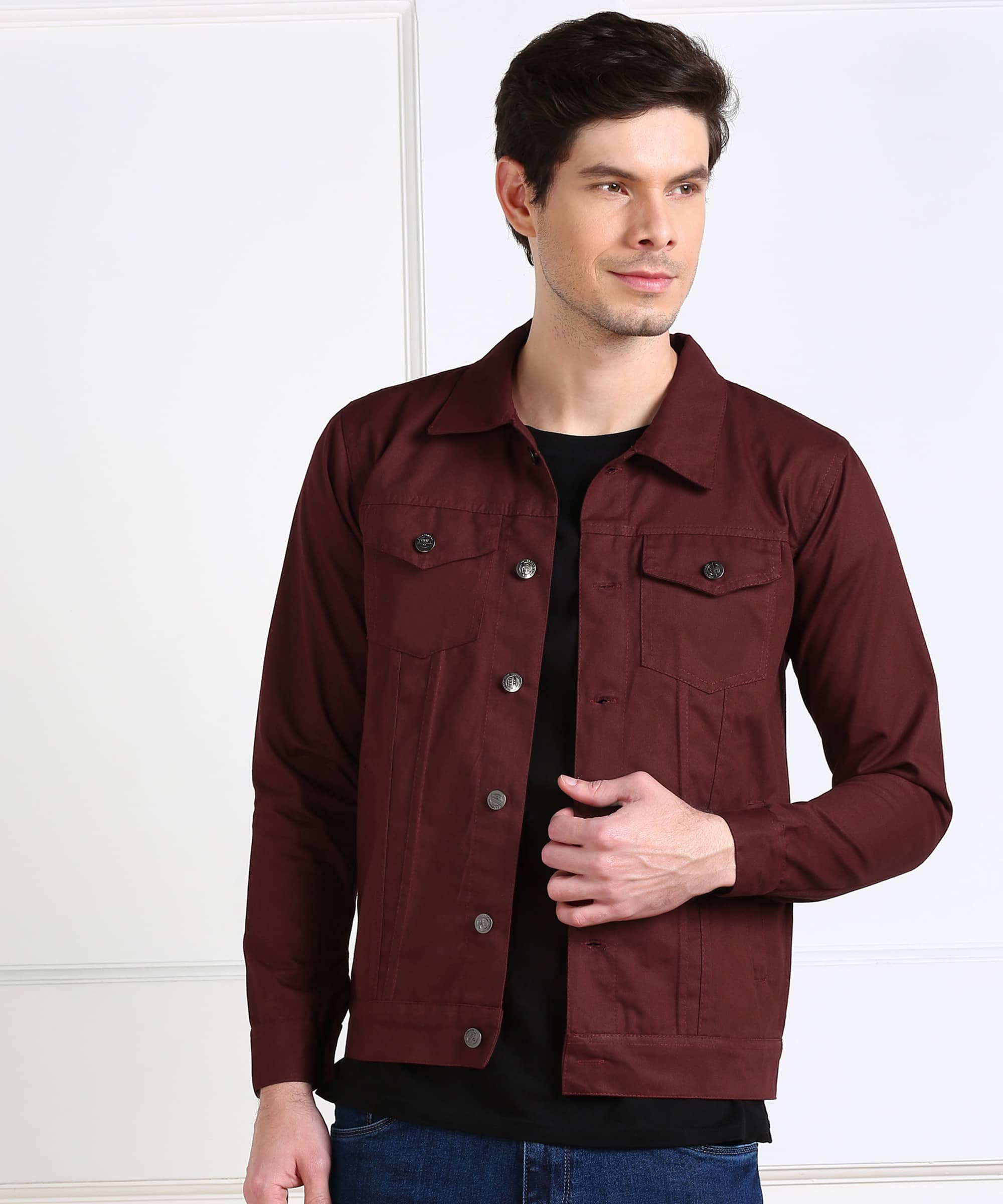 Montrez Cotton Blend Men's Casual Jacket - Maroon ( Pack of 1 ) - Jackets & Coats | Buy online on ZillyBuy