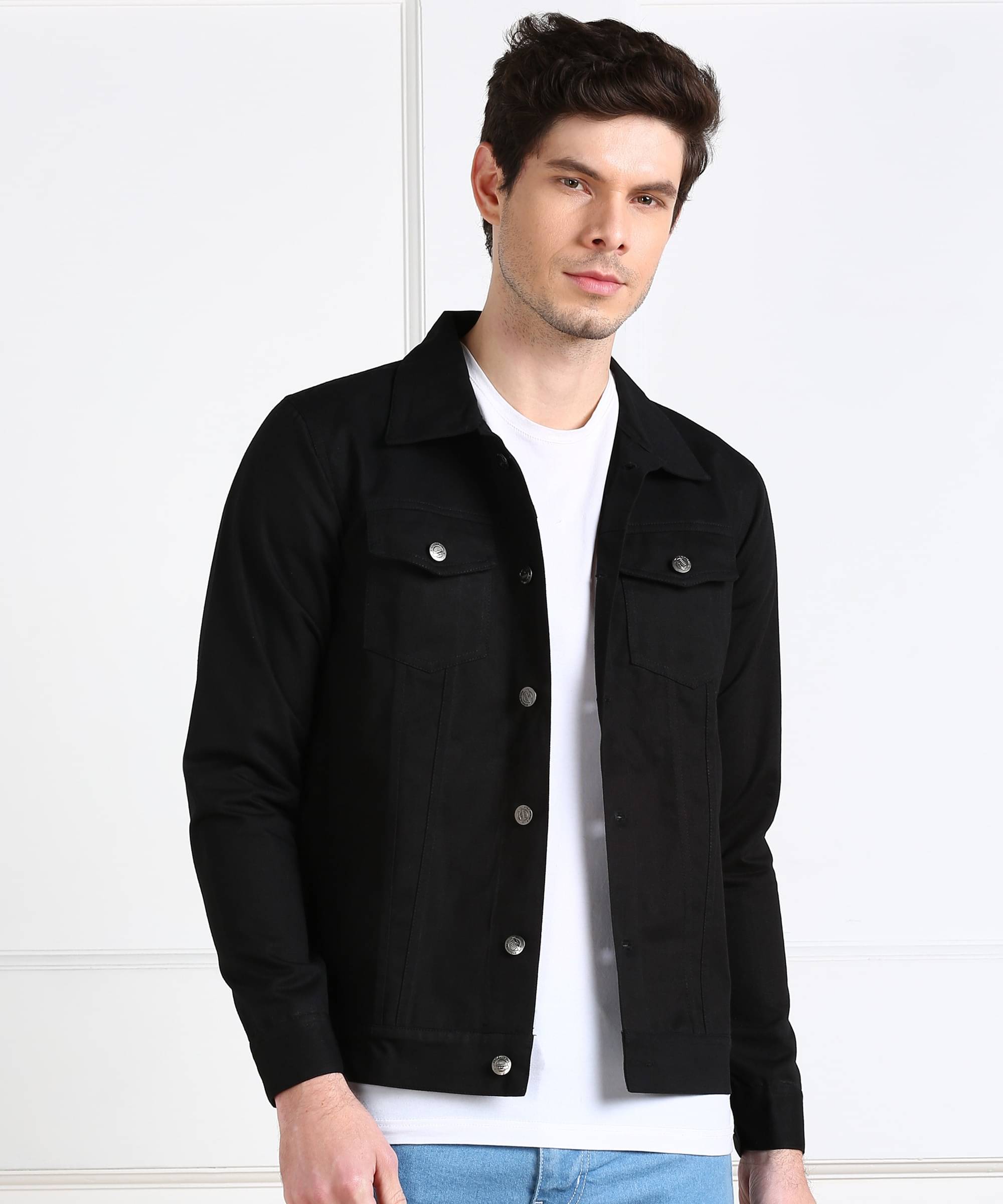     			Montrez Cotton Blend Men's Casual Jacket - Black ( Pack of 1 )