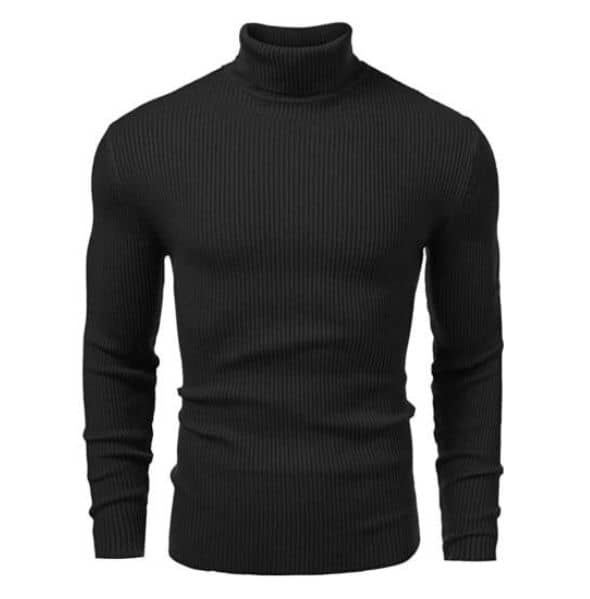 OLENE Woollen Blend High Neck Men's Full Sleeves Pullover Sweater - Black ( Pack of 1 )