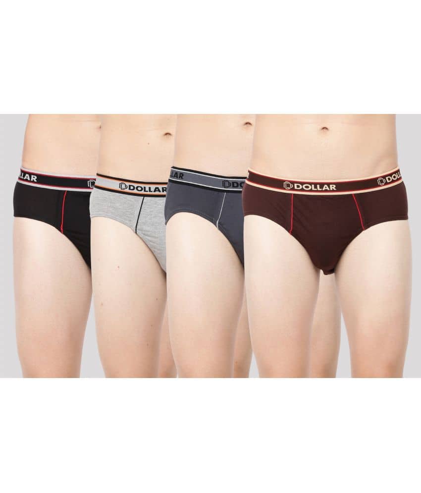 Dollar Bigboss Men's Pack of 4 Combed Cotton Solid Brief With Anti-Microbial Odour Control (Colour May Vary)