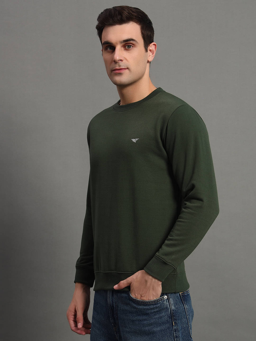Riss Cotton Blend Round Neck Men's Sweatshirt - Green ( Pack of 1 )     			Riss Cotton Blend Round Neck Men's Sweatshirt - Green ( Pack of 1 )