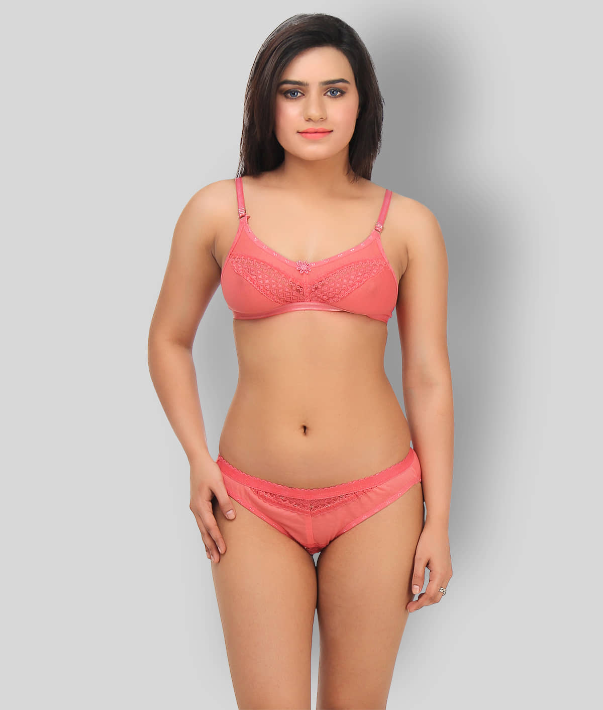 TCG - Pink Lace Solid Women's Maternity Bra & Panty Set ( Pack of 1 )
