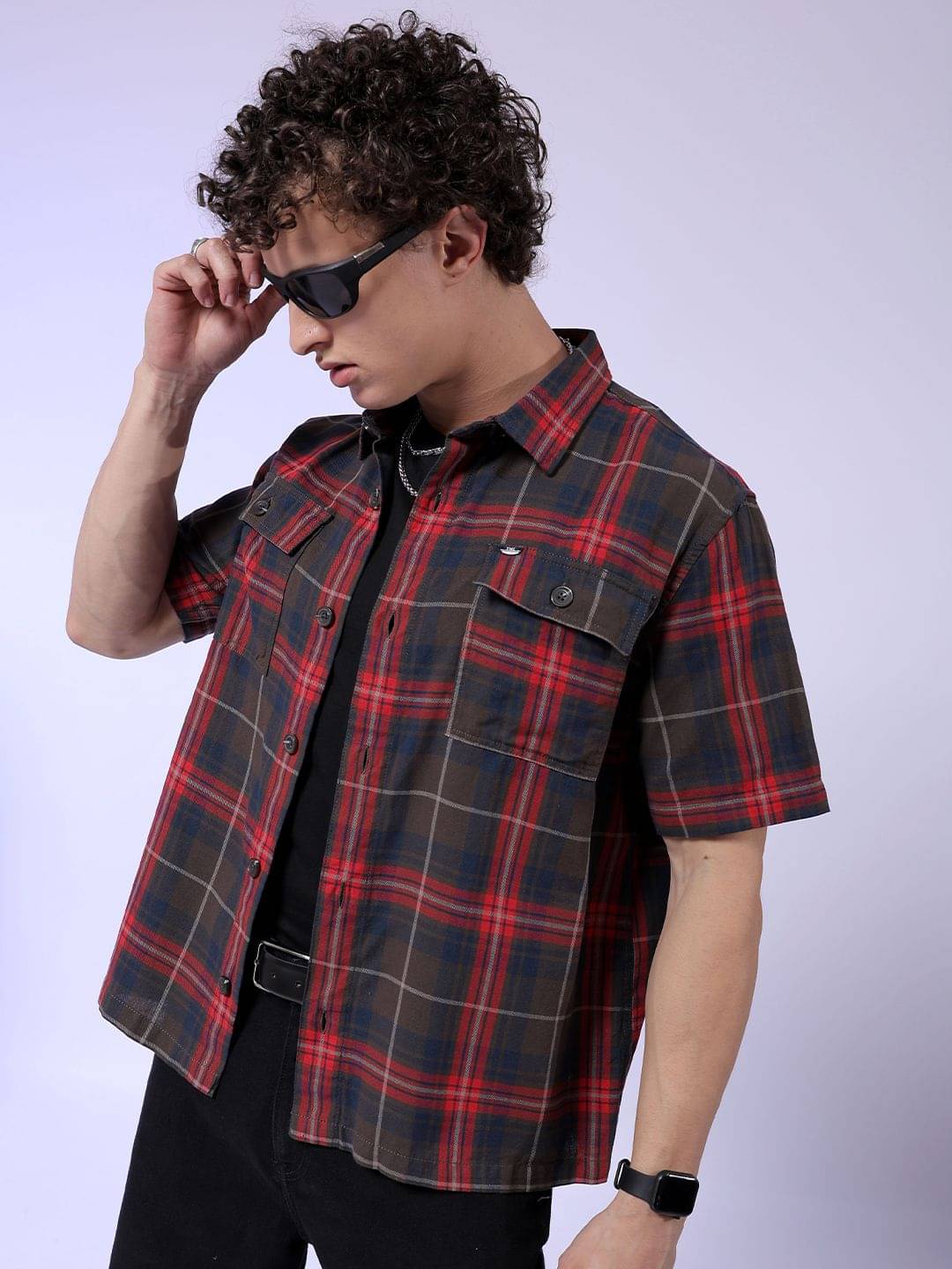 The Indian Garage Co Tartan Checked Pure Cotton Oversized Casual Shirt The Indian Garage Co Tartan Checked Pure Cotton Oversized Casual Shirt