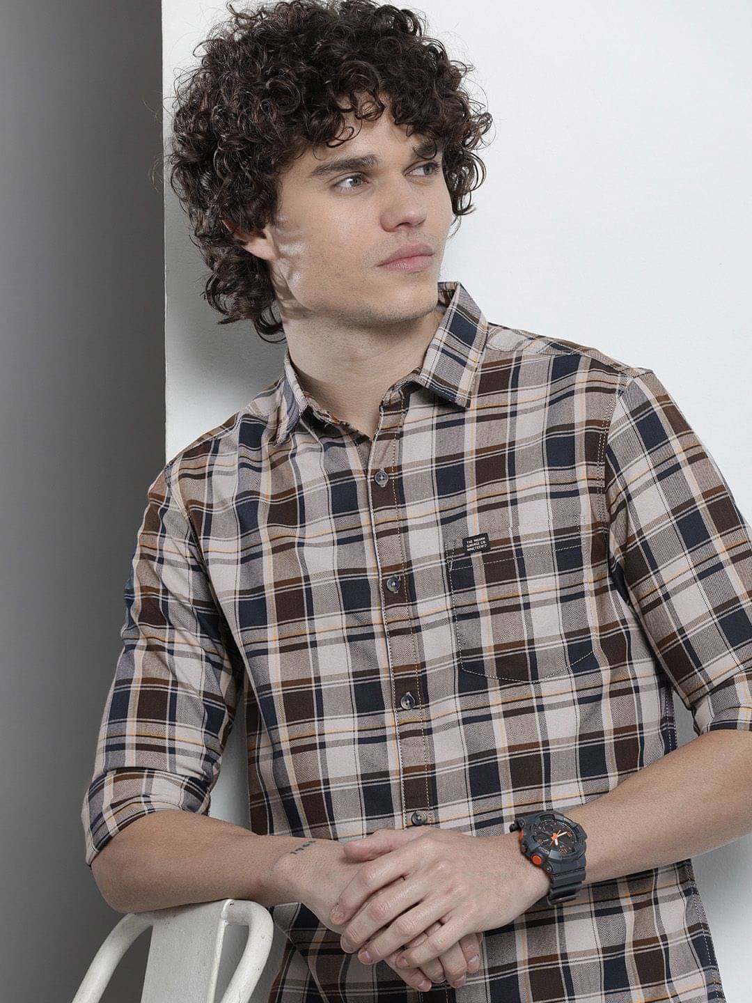     			The Indian Garage Co Men Tartan Checked Casual Shirt