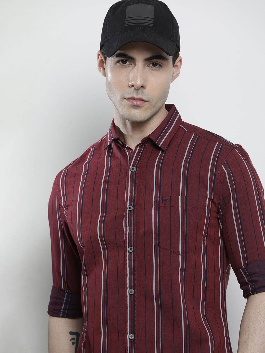 The Indian Garage Co Men Striped Casual Shirt The Indian Garage Co Men Striped Casual Shirt