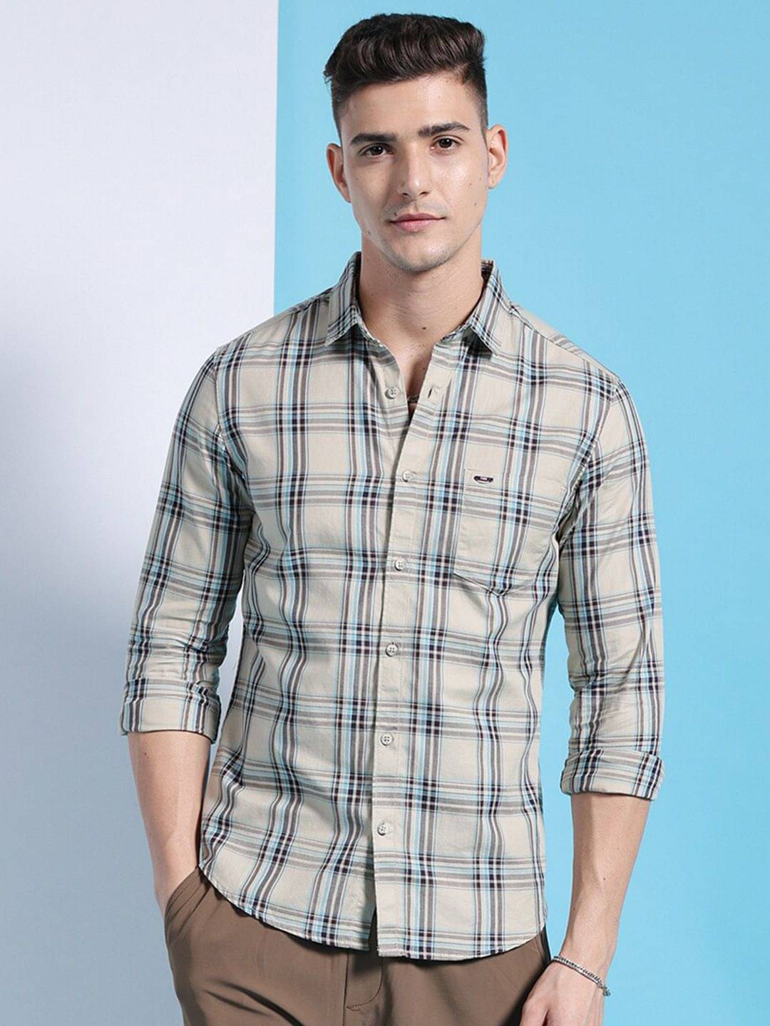     			The Indian Garage Co Slim Fit Tartan Checked Twill Pure Cotton Casual Shirt