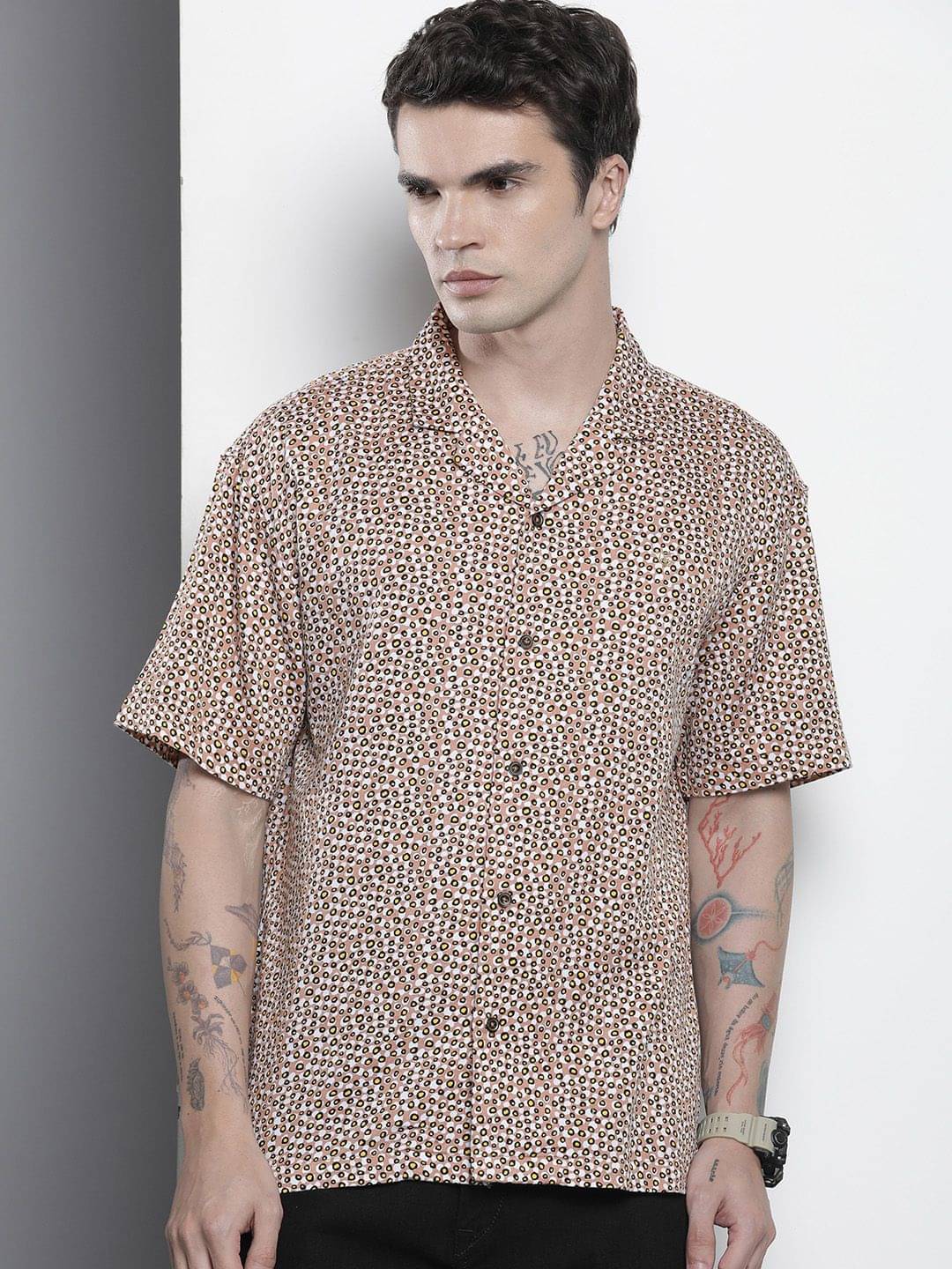 The Indian Garage Co Slim Fit Animal Opaque Printed Party Shirt     			The Indian Garage Co Slim Fit Animal Opaque Printed Party Shirt