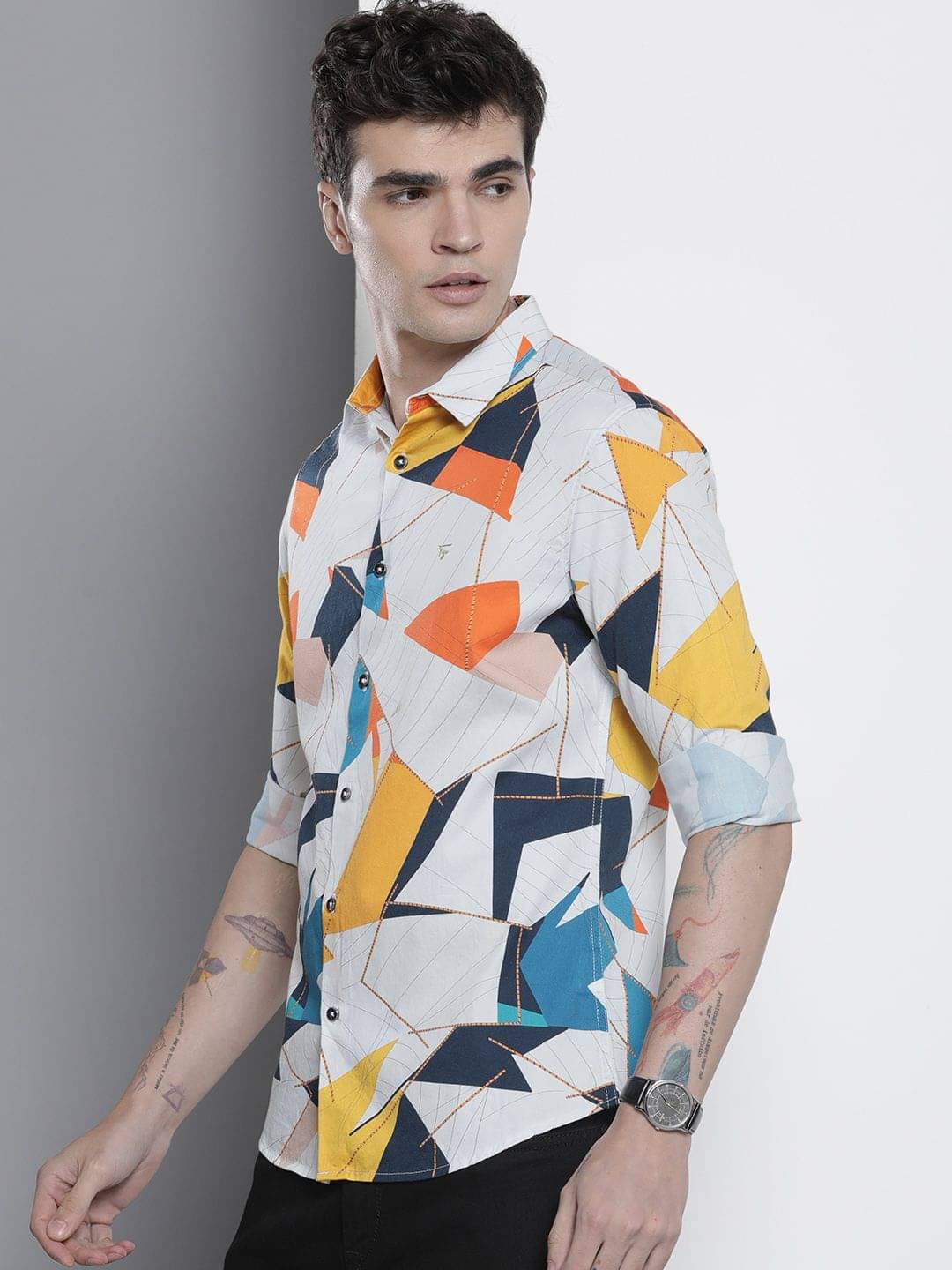     			The Indian Garage Co Men Slim Fit Opaque Printed Casual Shirt