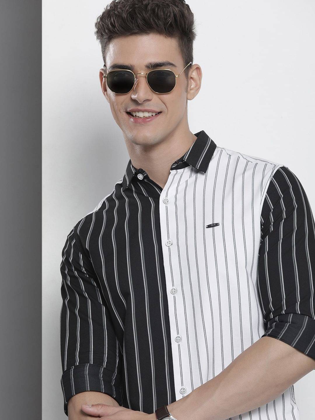 The Indian Garage Co Men Slim Fit Striped Cotton Casual Shirt The Indian Garage Co Men Slim Fit Striped Cotton Casual Shirt