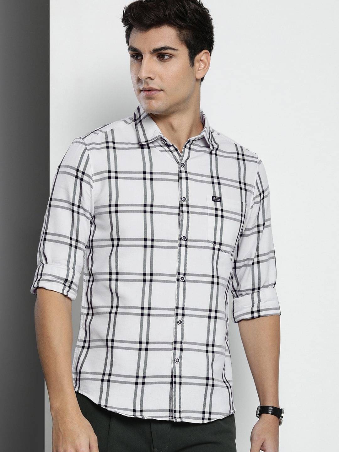     			The Indian Garage Co Men Windowpane Checked Casual Shirt