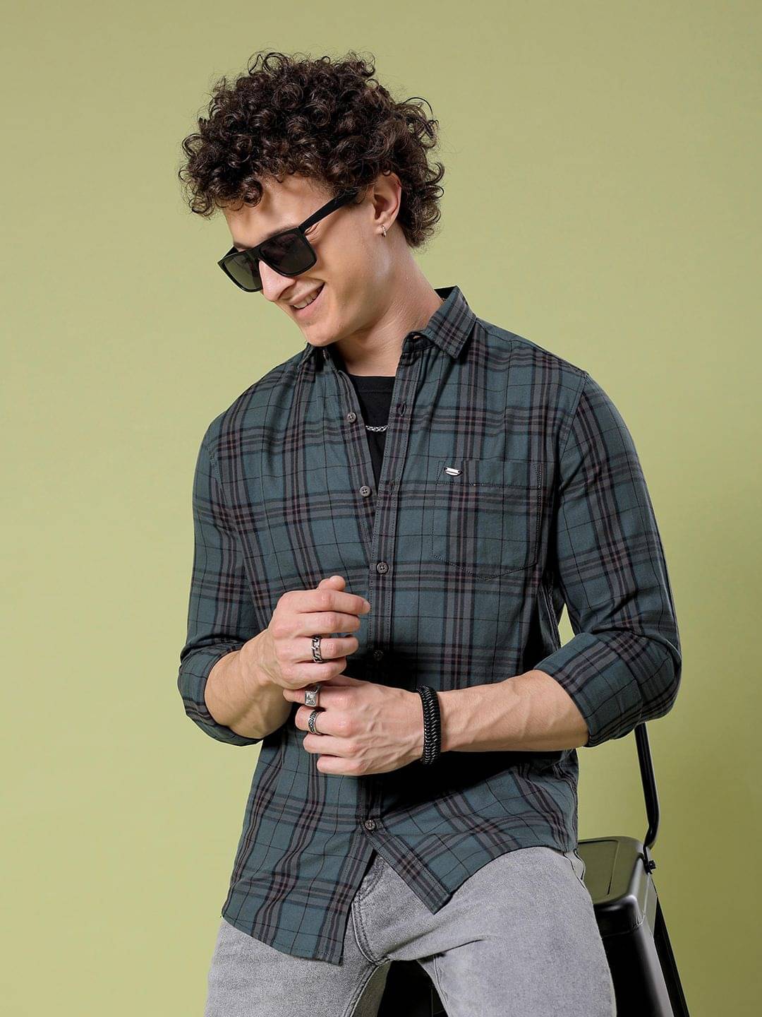 The Indian Garage Co Slim Fit Tartan Checks Opaque Twill Cotton Casual Shirt The Indian Garage Co Slim Fit Tartan Checks Opaque Twill Cotton Casual Shirt