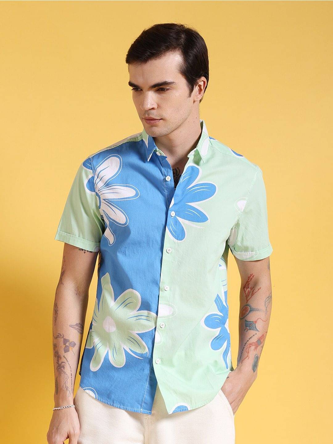 The Indian Garage Co Slim Fit Floral Printed Casual Pure Cotton Shirt     			The Indian Garage Co Slim Fit Floral Printed Casual Pure Cotton Shirt