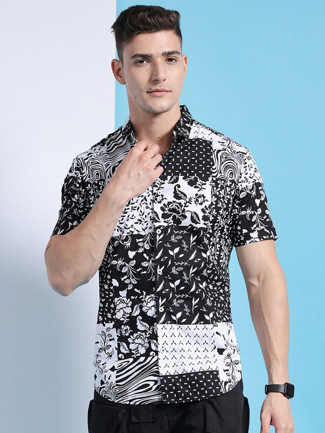 The Indian Garage Co Spread Collar Slim Fit Floral Printed Casual Pure Cotton Shirt     			The Indian Garage Co Spread Collar Slim Fit Floral Printed Casual Pure Cotton Shirt