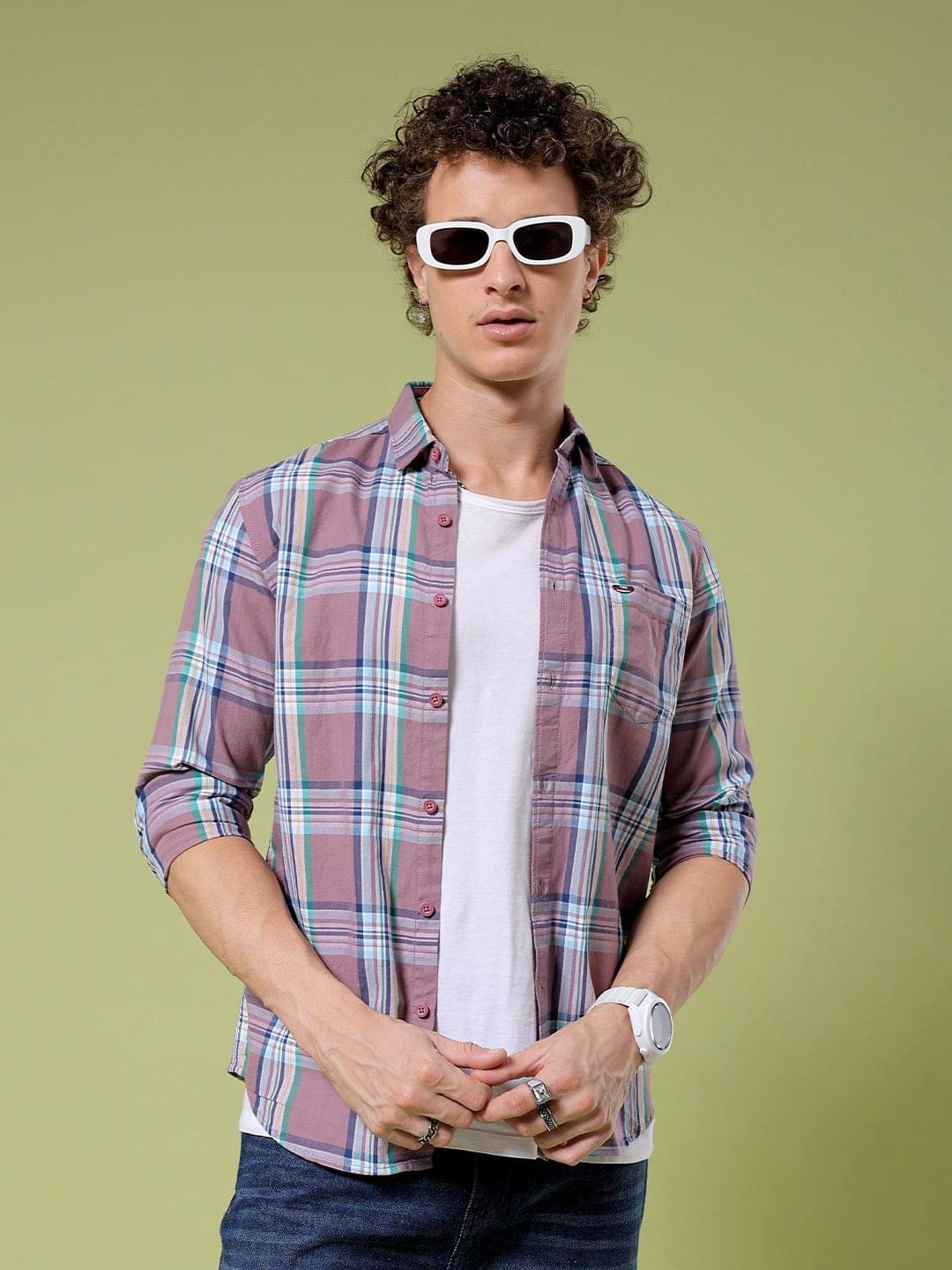 The Indian Garage Co Slim Fit Tartan Checks Opaque Twill Cotton Casual Shirt The Indian Garage Co Slim Fit Tartan Checks Opaque Twill Cotton Casual Shirt