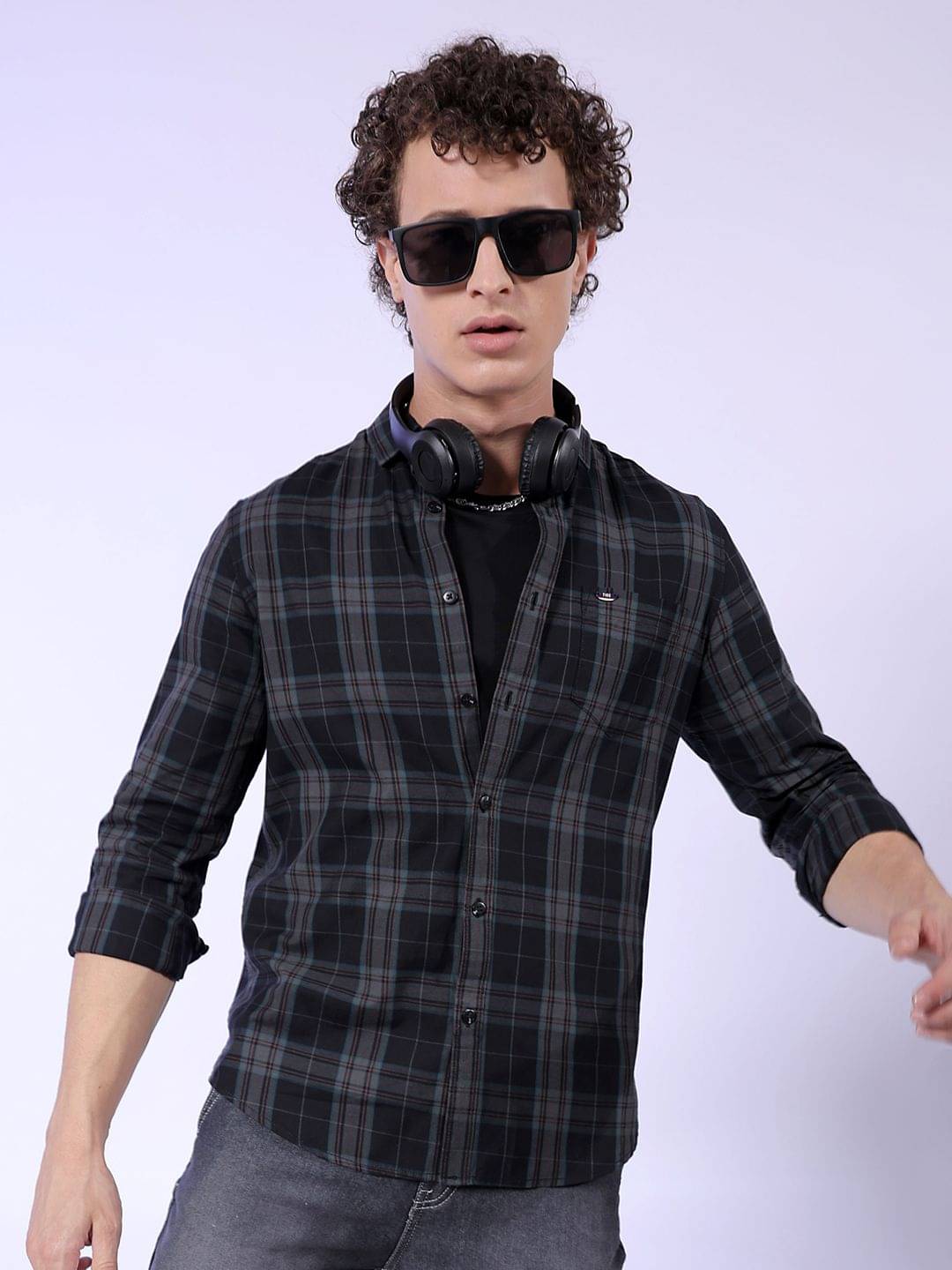 The Indian Garage Co Slim Fit Checked Pure Cotton Casual Shirt     			The Indian Garage Co Slim Fit Checked Pure Cotton Casual Shirt