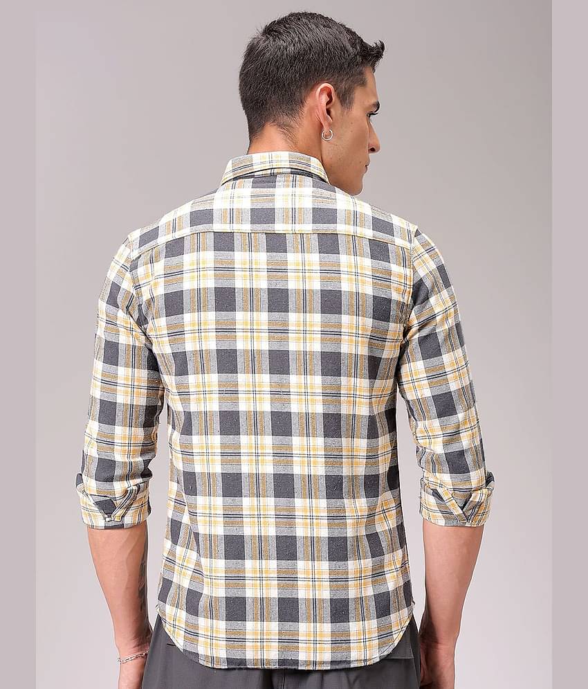 The Indian Garage Co Men Cutaway Collar Checked Cotton Slim Fit Casual Shirt