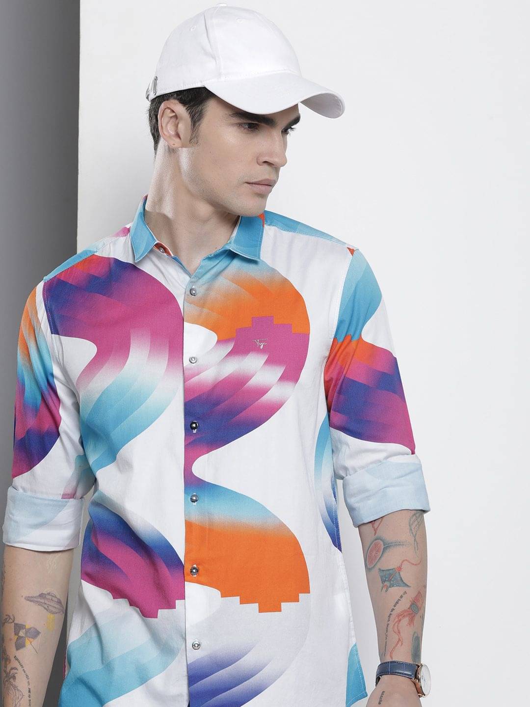 The Indian Garage Co Men Slim Fit Opaque Printed Casual Shirt The Indian Garage Co Men Slim Fit Opaque Printed Casual Shirt