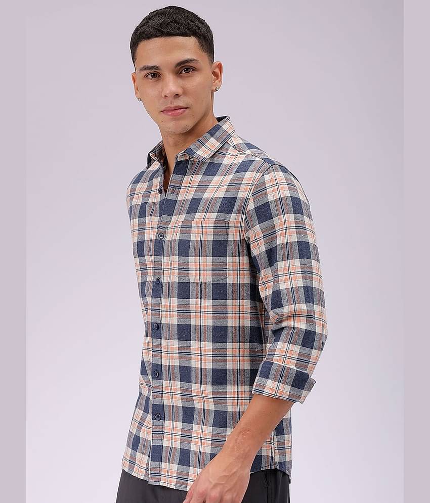 The Indian Garage Co Men Cutaway Collar Checked Cotton Slim Fit Casual Shirt