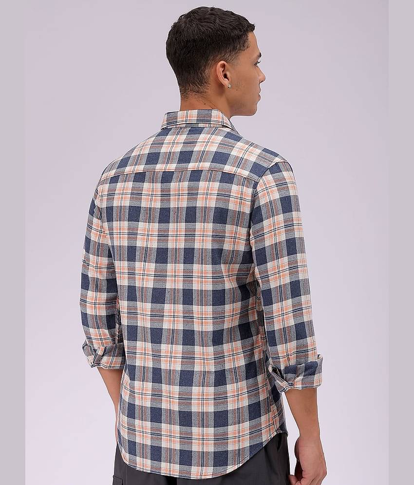 The Indian Garage Co Men Cutaway Collar Checked Cotton Slim Fit Casual Shirt