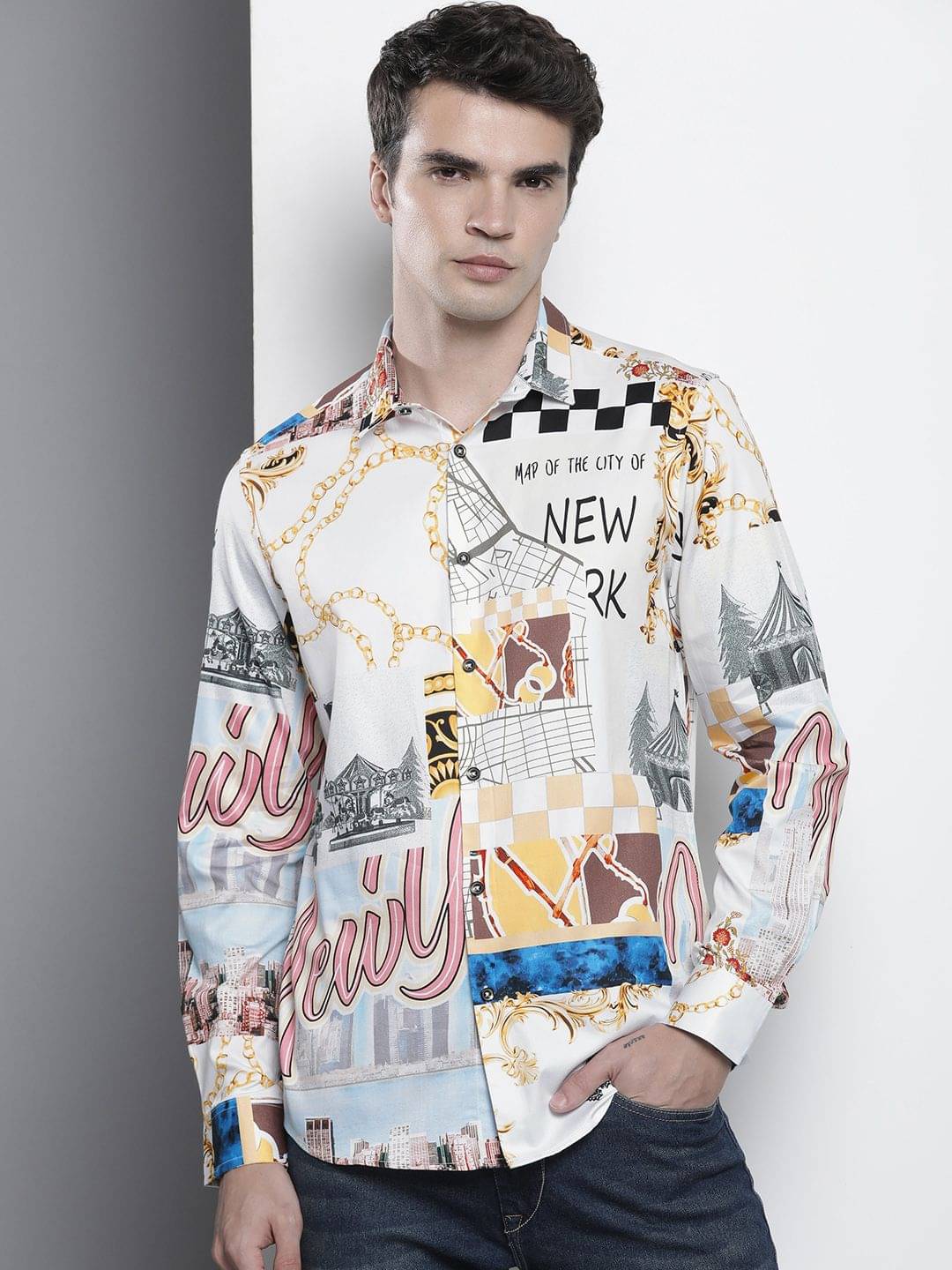     			The Indian Garage Co Men Slim Fit Opaque Printed Casual Shirt