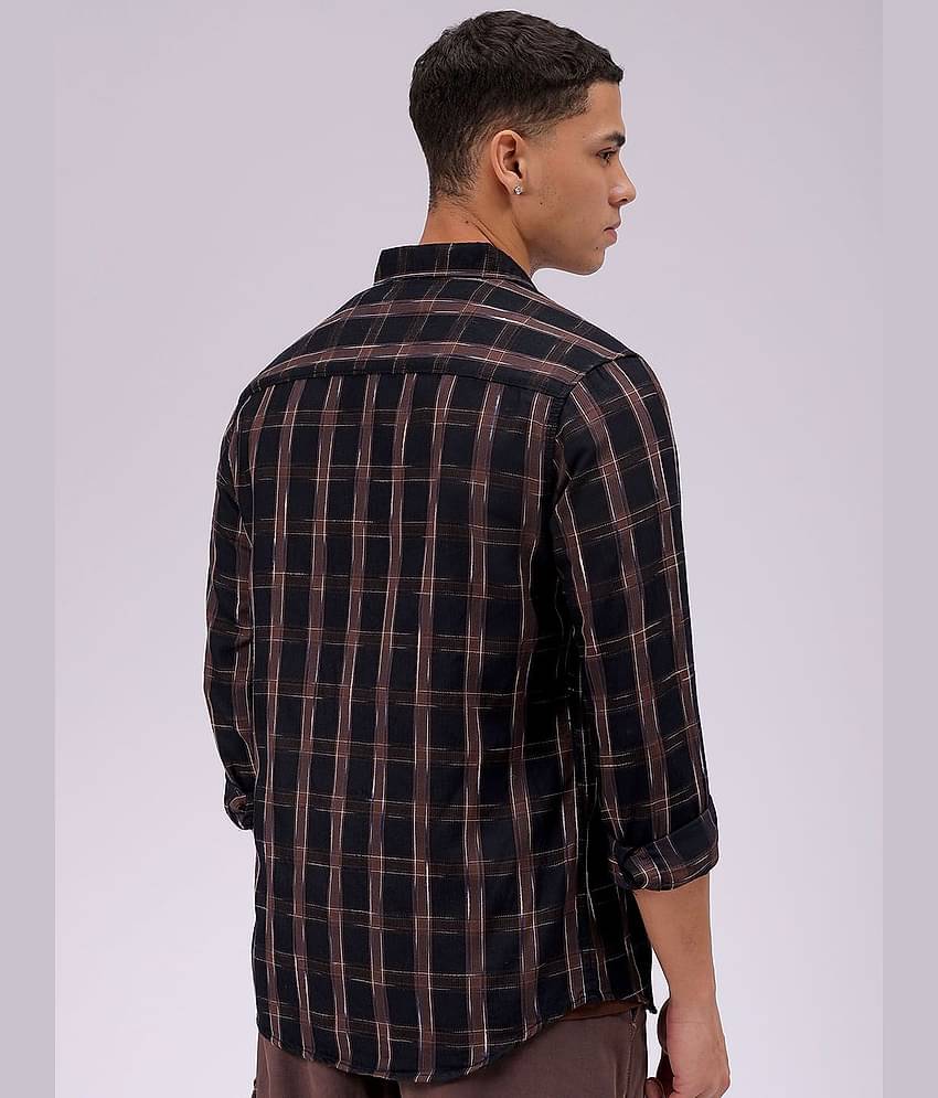 The Indian Garage Co Men Cutaway Collar Checked Cotton Slim Fit Casual Shirt