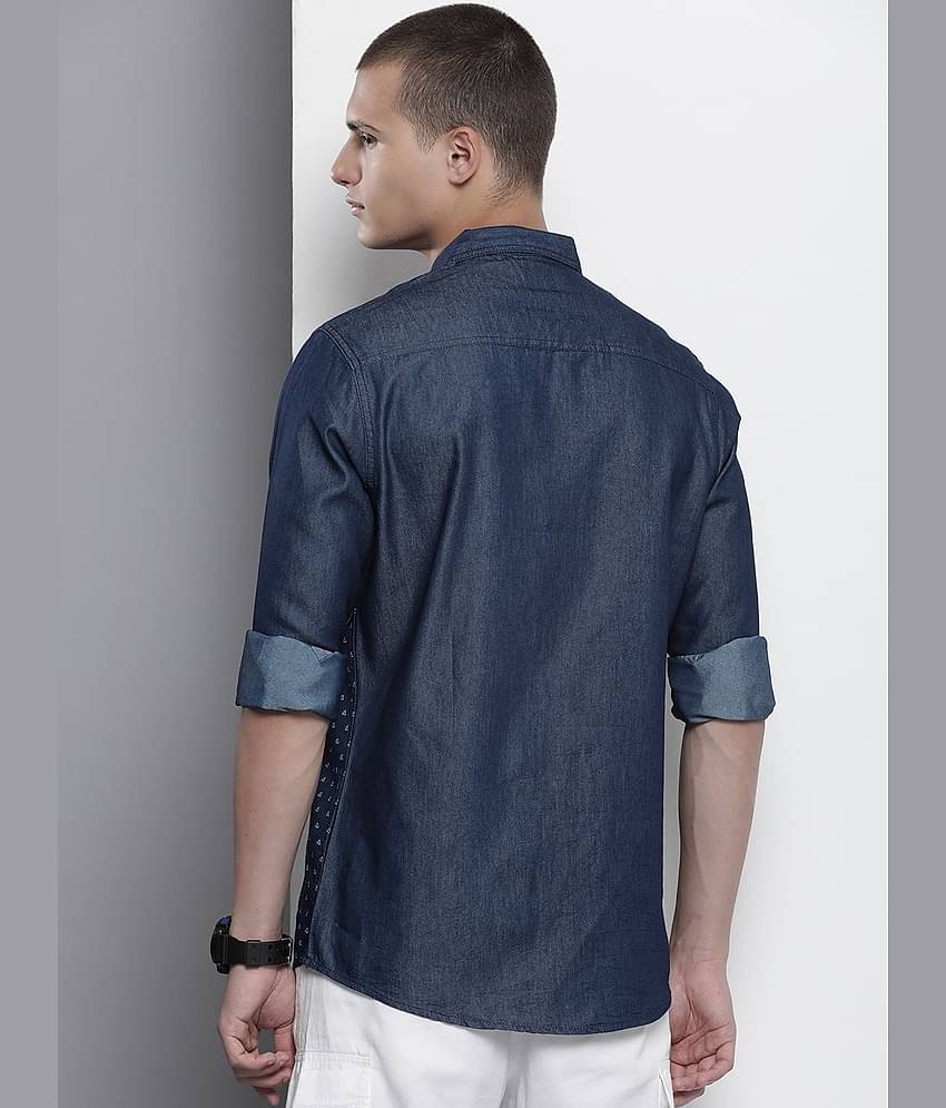 The Indian Garage Co Slim Fit Printed Cotton Casual Denim Shirt
