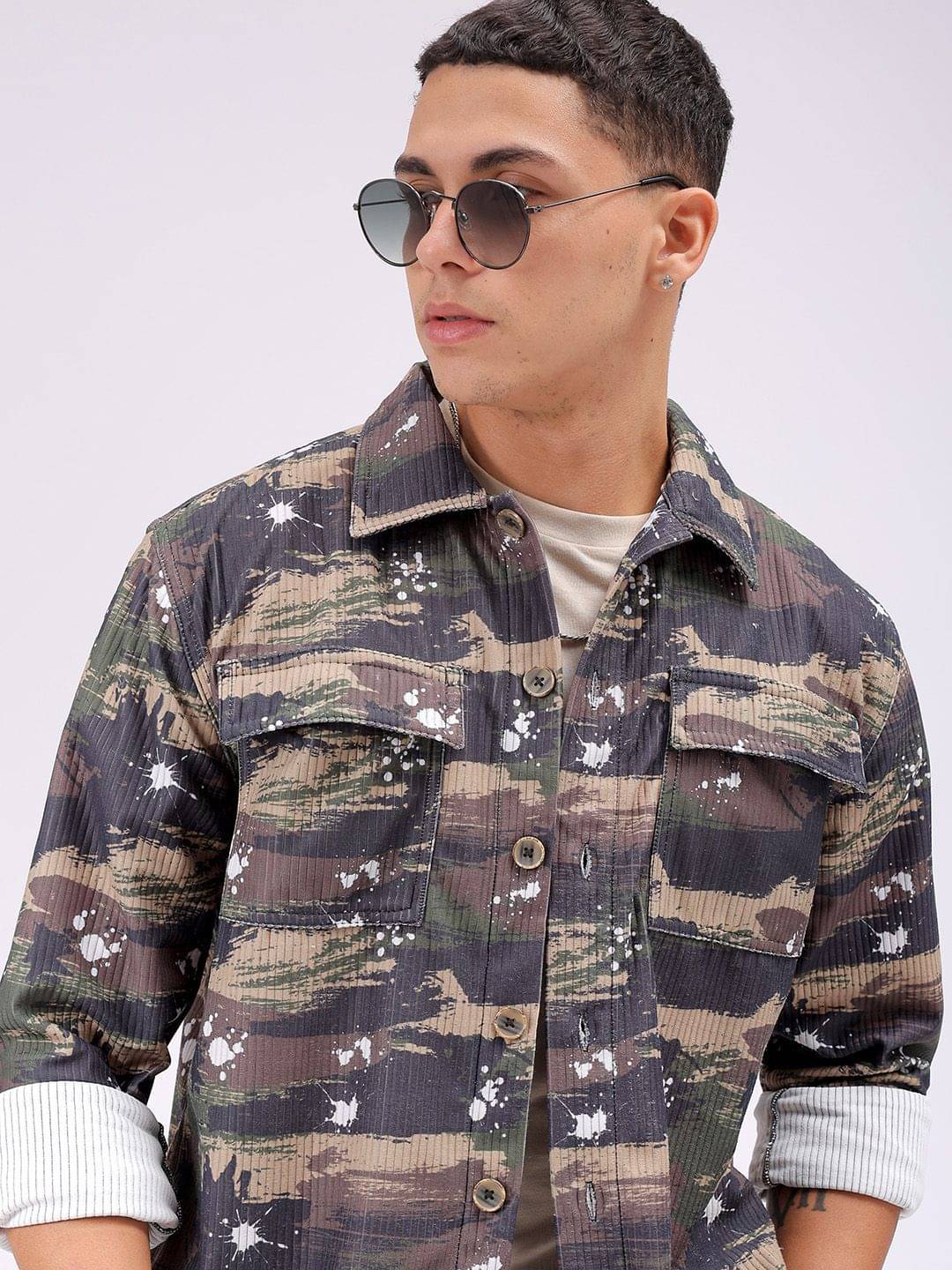     			The Indian Garage Co Men Cutaway Collar Abstract Printed Casual Shirt
