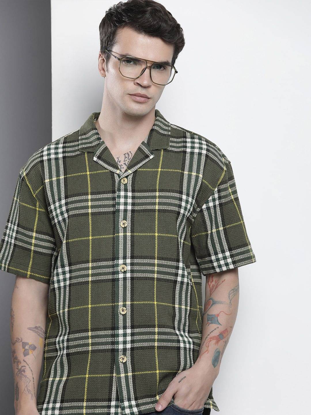     			The Indian Garage Co Tartan Checks Opaque Checked Casual Shirt
