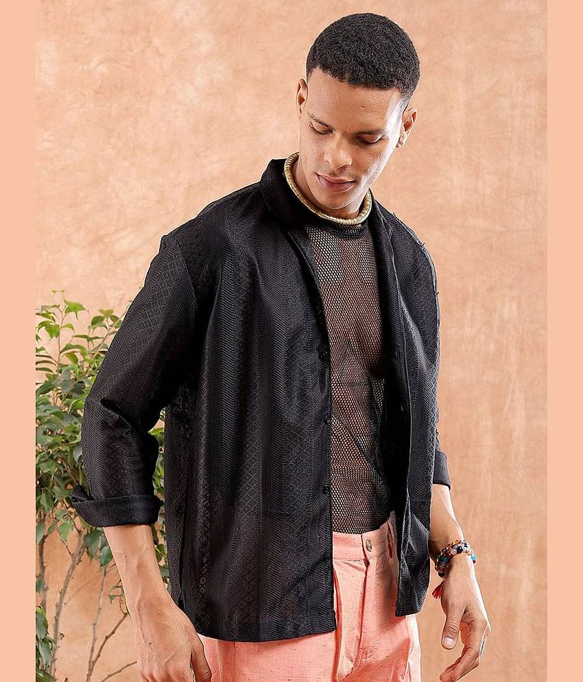 The Indian Garage Co Men Cuban Collar Solid Relaxed Fit Casual Shirt