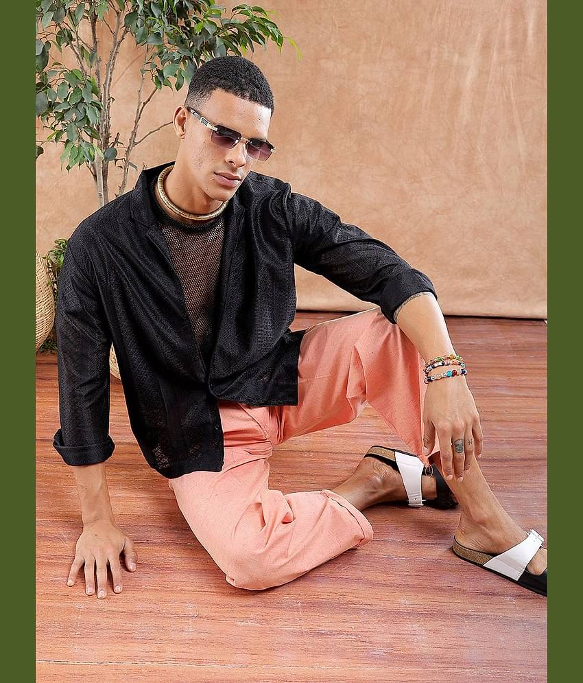 The Indian Garage Co Men Cuban Collar Solid Relaxed Fit Casual Shirt