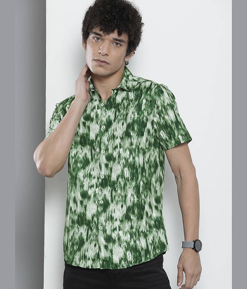 The Indian Garage Co Men Green Tie & Dye Printed Casual Shirt