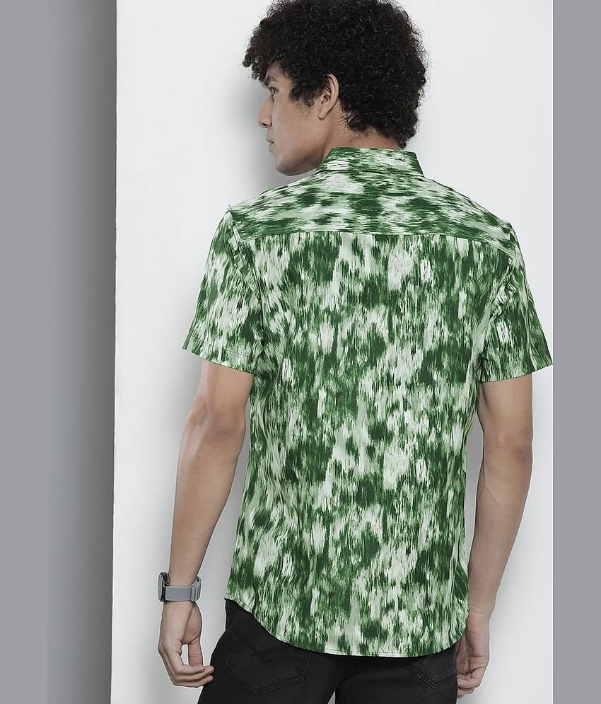 The Indian Garage Co Men Green Tie & Dye Printed Casual Shirt