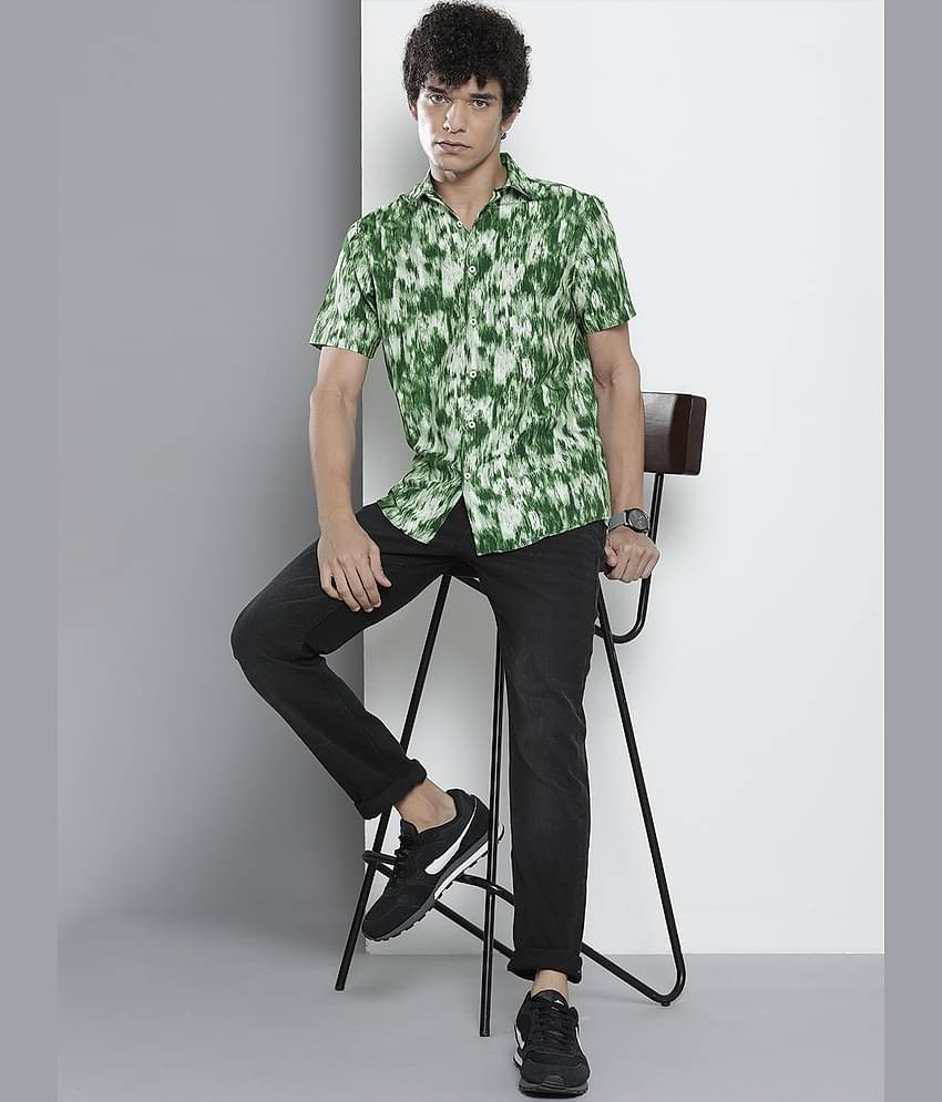 The Indian Garage Co Men Green Tie & Dye Printed Casual Shirt