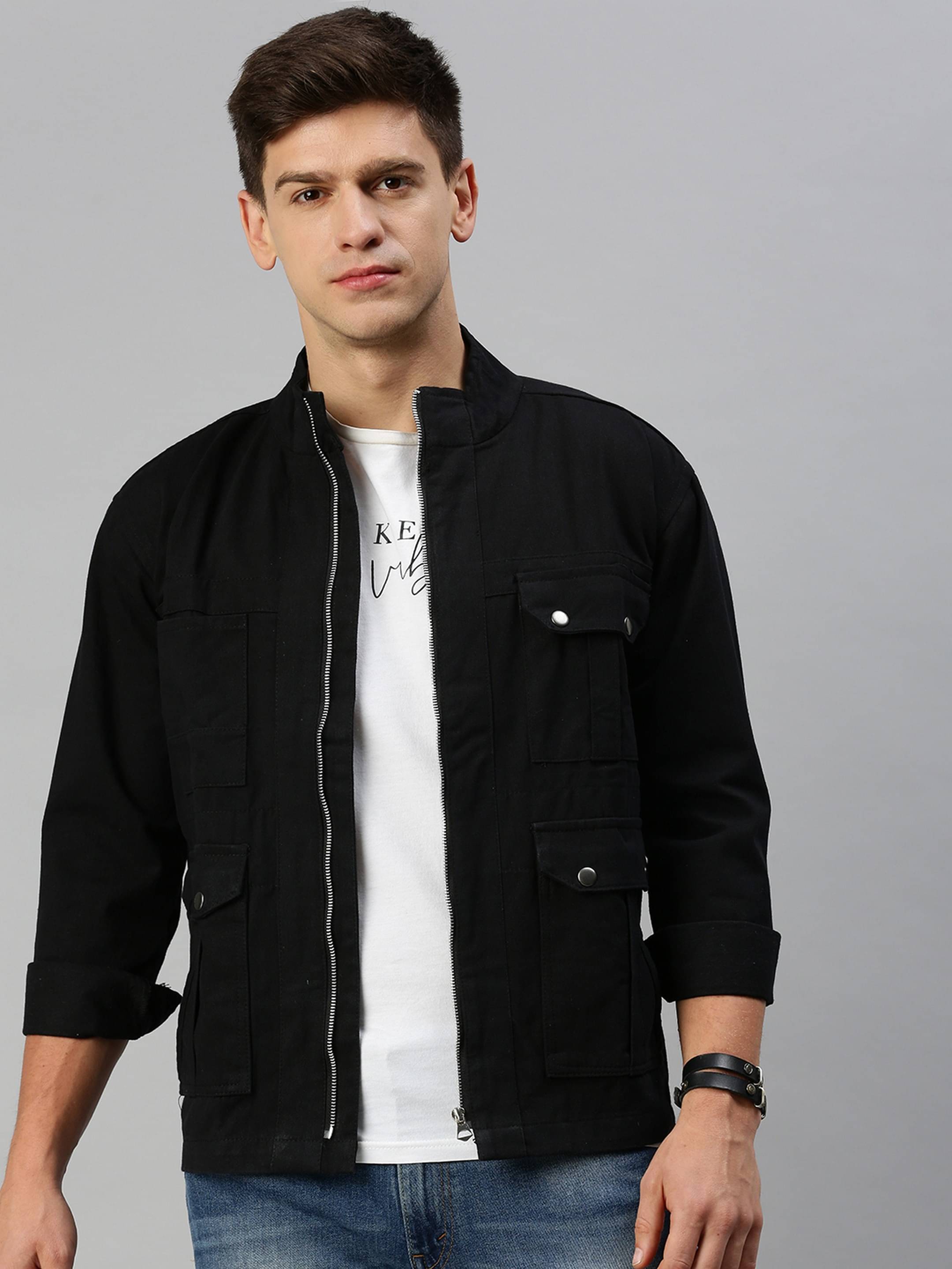     			VOXATI Denim Men's Denim Jacket - Black ( Pack of 1 )