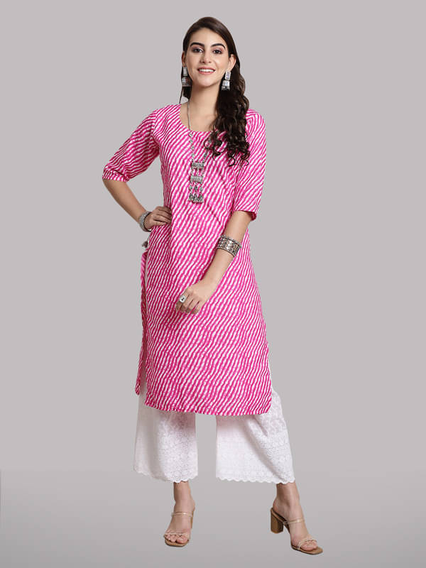1 Stop Fashion Pack of 1 Crepe Printed Straight Women's Kurti - ( Pink ) 1 Stop Fashion Pack of 1 Crepe Printed Straight Women's Kurti - ( Pink )
