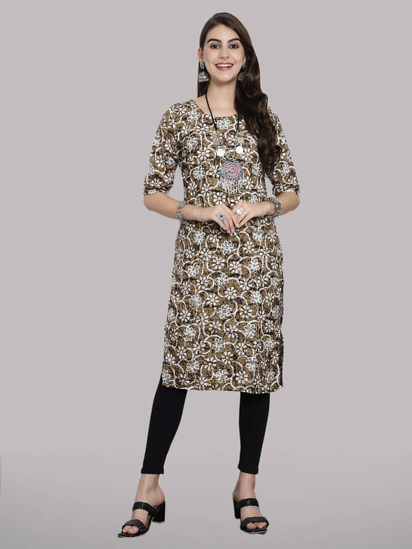 1 Stop Fashion Pack of 1 Crepe Printed Straight Women's Kurti - ( Green ) 1 Stop Fashion Pack of 1 Crepe Printed Straight Women's Kurti - ( Green )