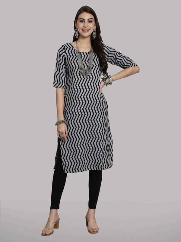 1 Stop Fashion Pack of 1 Crepe Printed Nayra Women's Kurti - ( Black ) 1 Stop Fashion Pack of 1 Crepe Printed Nayra Women's Kurti - ( Black )