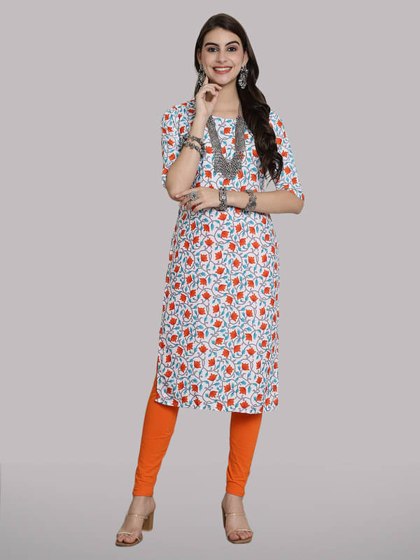     			1 Stop Fashion Pack of 1 Crepe Printed Straight Women's Kurti - ( White )