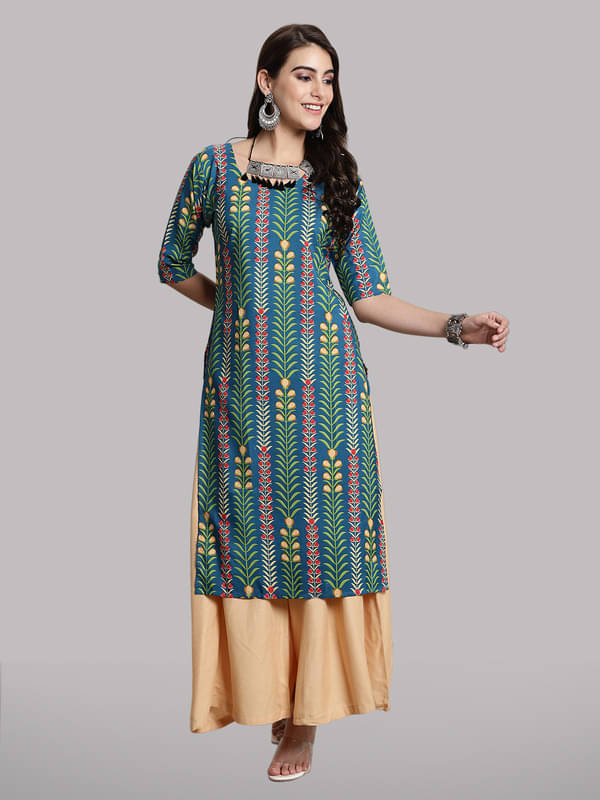 1 Stop Fashion Pack of 1 Crepe Printed Straight Women's Kurti - ( Green ) 1 Stop Fashion Pack of 1 Crepe Printed Straight Women's Kurti - ( Green )