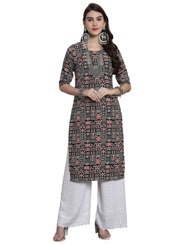 1 Stop Fashion Pack of 1 Crepe Printed Straight Women's Kurti - ( Orange ) 1 Stop Fashion Pack of 1 Crepe Printed Straight Women's Kurti - ( Orange )