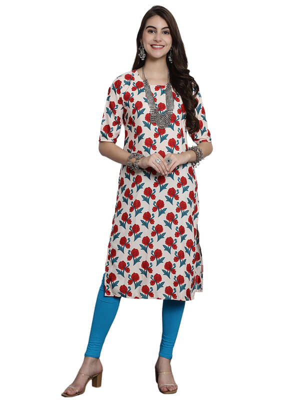 1 Stop Fashion Pack of 1 Crepe Printed Nayra Women's Kurti - ( Red ) 1 Stop Fashion Pack of 1 Crepe Printed Nayra Women's Kurti - ( Red )