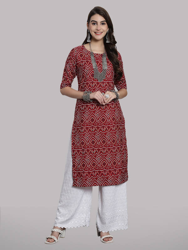 1 Stop Fashion Pack of 1 Crepe Printed Straight Women's Kurti - ( Maroon ) 1 Stop Fashion Pack of 1 Crepe Printed Straight Women's Kurti - ( Maroon )